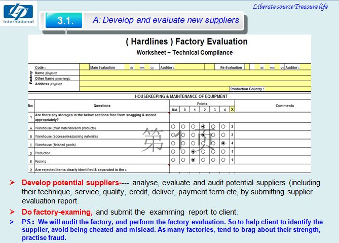 Service A-Develop & Evaluate new supplier