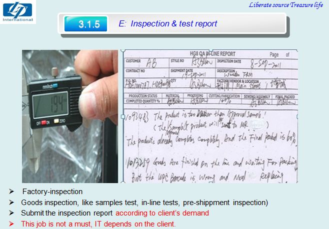 Service E-inspection & Test report